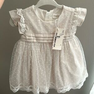 Mayoral linen polka dot dress with bloomers NWT 6-9M